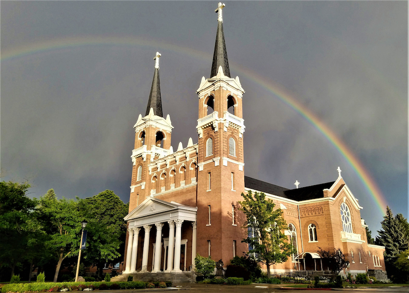Church and Rainbow in Spokane Washington